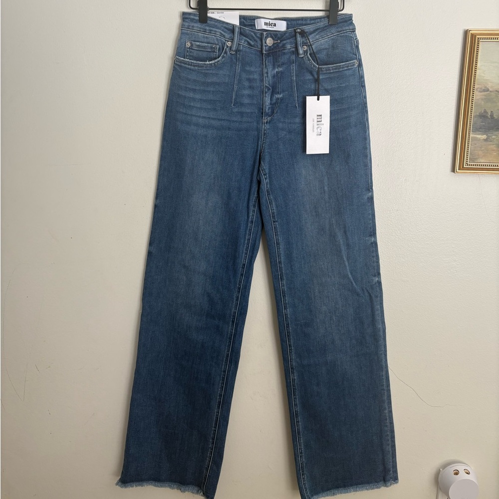 MICA High Rise Pleated Wide Leg Stretch Comfort Blue Women's Jeans size 27 NWT